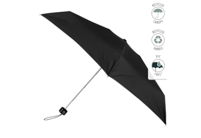 Totes Isotoner Compact Round Plain Black Umbrella (8308BLK)