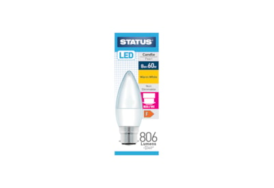 Status 8w Led B22 Candle Warm White Bulb (8SLCWB22P1B10)