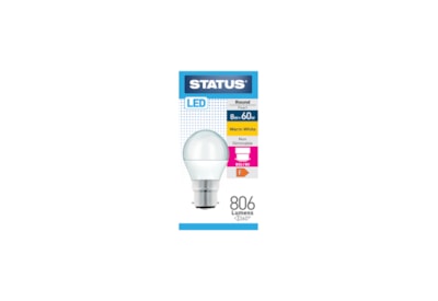 Status 8w Led B22 Round Warm White Bulb (8SLRWB22P1B10)