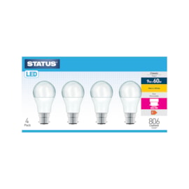 Status 9w Led Gls B22 Warm White Bulb 4pk (9SLGWB22P4B5)