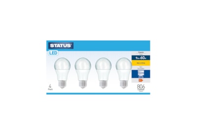 Status 9w Led Gls E27 Warm White Bulb 4pk (9SLGWE27P4B5)