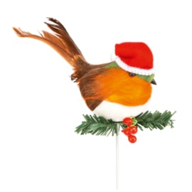 Premier Robin w Santa Hat Pick 10cm (AC094103)