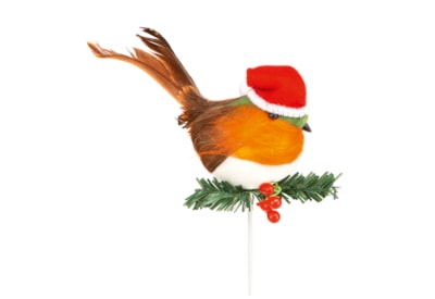 Premier Robin w Santa Hat Pick 10cm (AC094103)