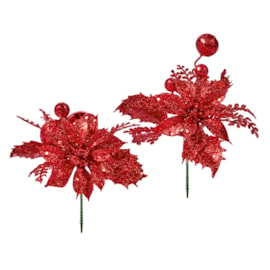 Premier Red Poinsettia Pick Asstd 18cm (AC187147)