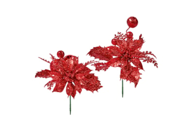 Premier Red Poinsettia Pick Asstd 18cm (AC187147)