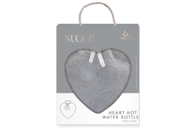 Upper Canada Heart Hot Water Bottle Grey Faux Fur (AH0339GY)