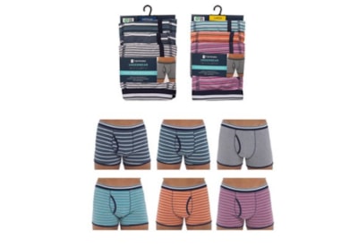 Mens 3 Pack Striped Cotton Stretch Trunks (BR463)