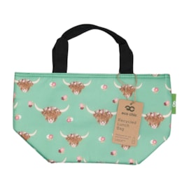 Eco Chic Green Floral Highland Cow Lunch Bag (C76GN)