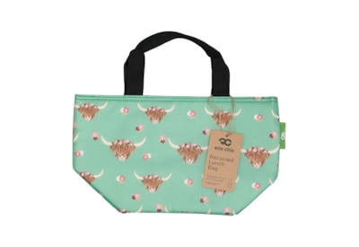 Eco Chic Green Floral Highland Cow Lunch Bag (C76GN)