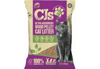 Cjs Premium Wood Pellet Cat Litter 30l