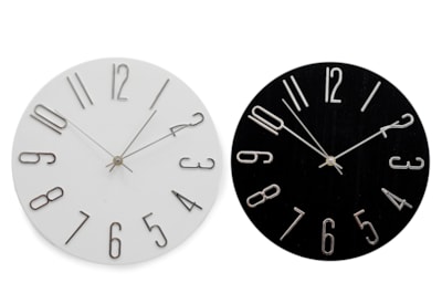 Embossed Silver No. Clock 30cm (CL3079)