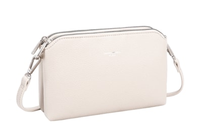 David Jones Pu Twin Zip Top Shoulder Bag White (CM6905_WHITE)