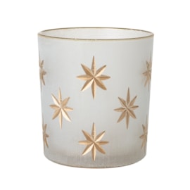 Heaven Sends Frosted Glass Gold Stars T-light Holder (DDG526A)