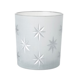 Heaven Sends Frosted Glass Silver Stars T-light Holder (DDG526B)