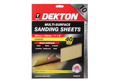 Dekton 10pc Sanding Sheets 280mm x 230mm 40 Grit (DT80772)