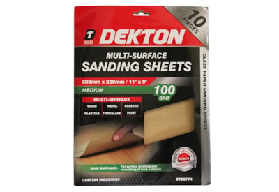 Dekton 10pc Sanding Sheets 280mm x 230mm 100 Grit (DT80774)