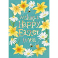 Ling Daffs & Daisies Wreath Easter Card (EIIB0146)