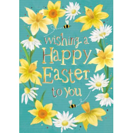 Ling Daffs & Daisies Wreath Easter Card (EIIB0146)