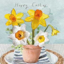 Ling Daffodils On Table Easter Card (EIIB0150)