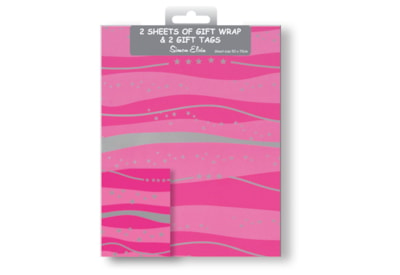 Simon Elvin Pink/silver Wrap 2 Sheets & Tags (2585)