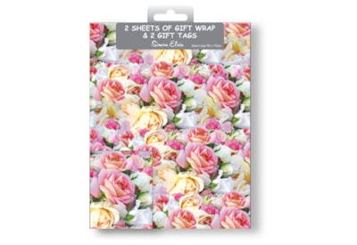 Simon Elvin Roses Wrap 2 Sheets & Tags (2622)