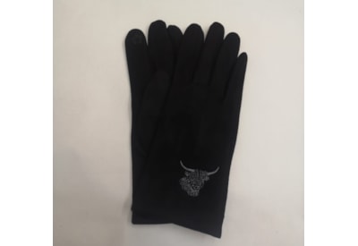 Butterfly Fashion Highland Cow Gloves Black