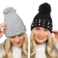 Ladies Knitted Brushed Hat With Pom Pom (GL1155)