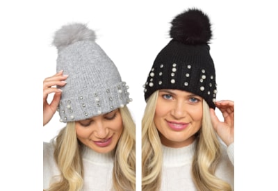 Ladies Knitted Brushed Hat With Pom Pom (GL1155)