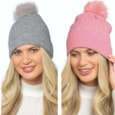 Ladies Cable Knit Hat w Diamante & Pom Pom (GL1156)