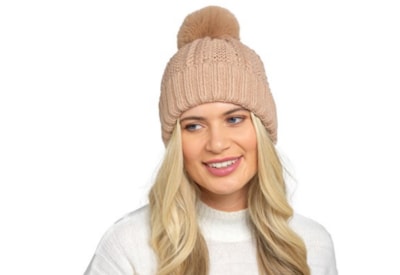 Ladies Chunky Cable Knit Hat w Pom Pom (GL1157)