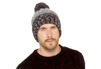 Mens Twist Yarn Cable Knit Hat w Pom Pom (GL1160)