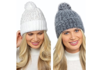 Ladies Twist Yarn Chenille Hat w Pom Pom (GL1166)