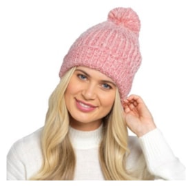 Ladies Mohair Cable Hat w Pom Pom (GL1171)