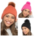 Ladies Cable Pom Pom Hat Asst (GL838B)