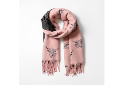 Butterfly Fashion Reversible Highland Cow Scarf Black/pink