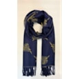 Butterfly Fashion Reversible Highland Cow Scarf Navy/mustard