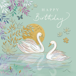 Ling Graceful Swans Birthday Card (IJ0212)