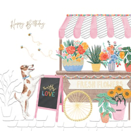 Ling Flower Cart Birthday Card (IJ0218)