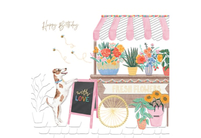 Ling Flower Cart Birthday Card (IJ0218)