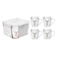 Rsw Christmas Silver Deer Set Of 4 Mugs (XM6481)