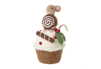 Heaven Sends Felt Mouse On Cupcake (JA237)