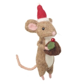 Heaven Sends Felt Mouse w Christmas Pudding (JA239)