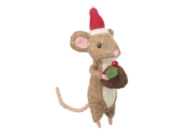 Heaven Sends Felt Mouse w Christmas Pudding (JA239)