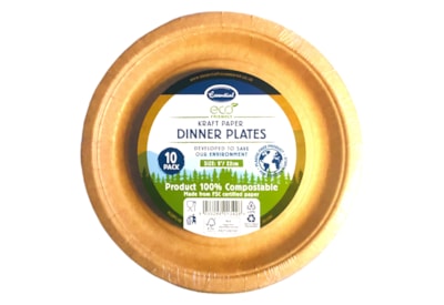 Eco 10 Compostable Kraft Paper Plates 10pk (E33.0513/K22)