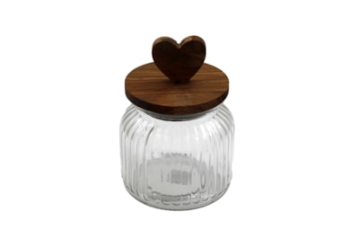 Sifcon Ribbed Glass With Heart Lid 15cm (KG3091)