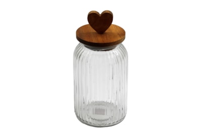 Sifcon Ribbed Glass With Heart Lid 24cm (KG3092)