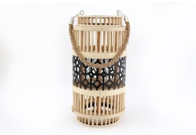 Natural/blk/bamboo Lantern 39cm (LA0304)