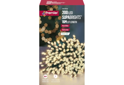 Premier 200 Multi Action Superbrights W'timer Warm White 20m (LV162170WW)