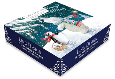 Ling Design Magical Christmas Sml Deluxe Cards 12's (LXDD0003)