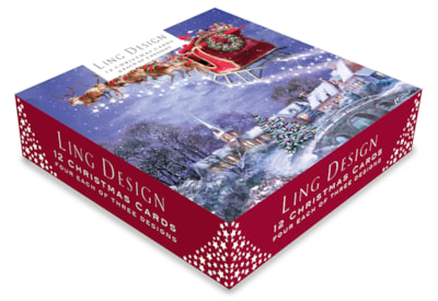 Ling Design The Jolly Santas Lg Deluxe Cards 12's (LXDR0003)